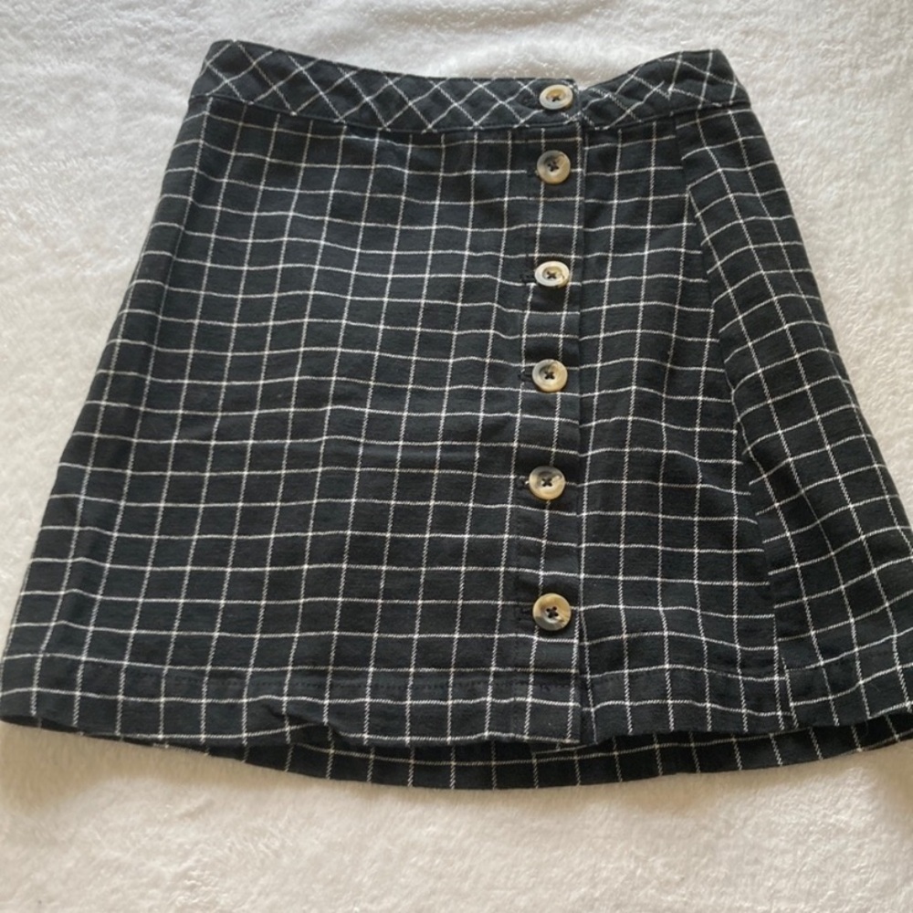 H&M Black and White Checkered A-Line Skirt